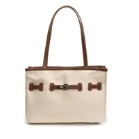 Women's Pu Leather Nylon Color Block Streetwear Square Zipper Shoulder Bag Tote Bag sku image 1
