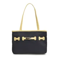 Women's Pu Leather Nylon Color Block Streetwear Square Zipper Shoulder Bag Tote Bag sku image 3