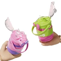 New Anti-fall Vacuum 316 Stainless Steel Children's Thermos Cup High-value Cute Straw Cup Double Drinking Portable main image 2