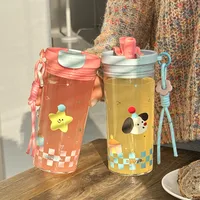 Water Cup Girls Coffee Cup Accompaniment Portable  New Suction Cup Summer Tritan Student Plastic Cup main image 1