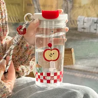 Water Cup Girls Coffee Cup Accompaniment Portable  New Suction Cup Summer Tritan Student Plastic Cup main image 2