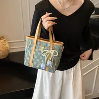 Women's Pu Leather Denim Color Block Streetwear Square Zipper Shoulder Bag sku image 1