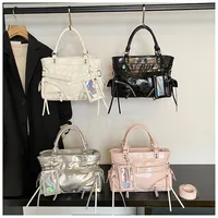 Women's Pu Leather Solid Color Streetwear Square Zipper Shoulder Bag Tote Bag main image 1