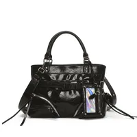 Women's Pu Leather Solid Color Streetwear Square Zipper Shoulder Bag Tote Bag sku image 2