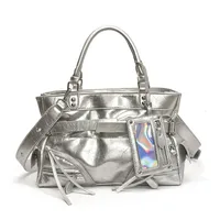 Women's Pu Leather Solid Color Streetwear Square Zipper Shoulder Bag Tote Bag sku image 3
