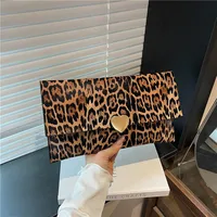 Women's Pu Leather Color Block Leopard Elegant Streetwear Square Magnetic Buckle Flip Cover Clutch Bag main image 4