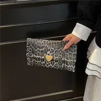 Women's Pu Leather Color Block Leopard Elegant Streetwear Square Magnetic Buckle Flip Cover Clutch Bag main image 3