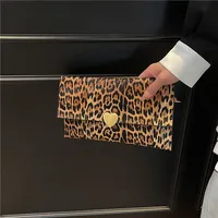 Women's Pu Leather Color Block Leopard Elegant Streetwear Square Magnetic Buckle Flip Cover Clutch Bag sku image 2