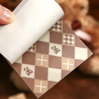 1 Piece 1 Set Cartoon Plaid Bear Class Learning School Paper Retro Sticky Note main image 9