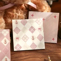 1 Piece 1 Set Cartoon Plaid Bear Class Learning School Paper Retro Sticky Note main image 6