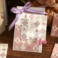 1 Piece 1 Set Cartoon Plaid Bear Class Learning School Paper Retro Sticky Note main image 8