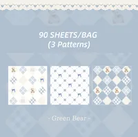 1 Piece 1 Set Cartoon Plaid Bear Class Learning School Paper Retro Sticky Note sku image 2
