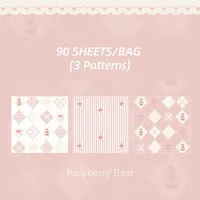 1 Piece 1 Set Cartoon Plaid Bear Class Learning School Paper Retro Sticky Note sku image 3