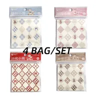 1 Piece 1 Set Cartoon Plaid Bear Class Learning School Paper Retro Sticky Note sku image 5