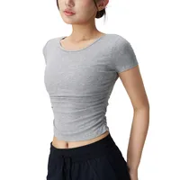 Wholesale Artificial Cotton Spandex Simple Style Sport Style Solid Color Short Sleeve T-Shirts main image 3