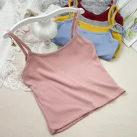 Summer New Solid Color Small Sling Female Girl Student Inner Slim Threaded Small Vest All-match Short Base Shirt main image 1