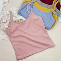 Summer New Solid Color Small Sling Female Girl Student Inner Slim Threaded Small Vest All-match Short Base Shirt main image 2