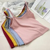 Summer New Solid Color Small Sling Female Girl Student Inner Slim Threaded Small Vest All-match Short Base Shirt main image 3