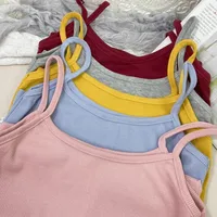 Summer New Solid Color Small Sling Female Girl Student Inner Slim Threaded Small Vest All-match Short Base Shirt main image 4