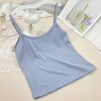 Summer New Solid Color Small Sling Female Girl Student Inner Slim Threaded Small Vest All-match Short Base Shirt sku image 2