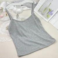Summer New Solid Color Small Sling Female Girl Student Inner Slim Threaded Small Vest All-match Short Base Shirt sku image 5