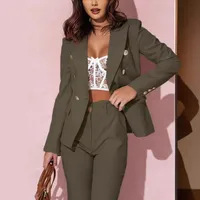 Designed  Wish Explosions Spring Best Selling Long Sleeve Double-breasted Solid Color Stand Collar Small Suit main image 2