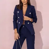 Designed  Wish Explosions Spring Best Selling Long Sleeve Double-breasted Solid Color Stand Collar Small Suit main image 3