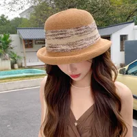 Summer New Style Hat Women's Elegant Elegant Curl-edge Fisherman Hat Women's French Elegant Elegant Elegant Face-making Small Basin Hat main image 3
