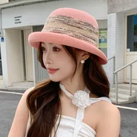 Summer New Style Hat Women's Elegant Elegant Curl-edge Fisherman Hat Women's French Elegant Elegant Elegant Face-making Small Basin Hat sku image 1