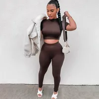 Gym Weekend Yoga Women's Casual Simple Style Solid Color Polyester Pant Co-ord Set Shorts Sets main image 2