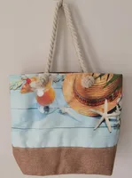 New Beach Bag New Style Linen Seaside Shoulder Bag Fashion Women's Bag Canvas Bag Hemp Rope Ethnic Style sku image 7
