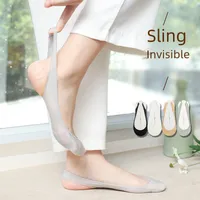Ice Silk Sponge Pad Half Palm Socks Ice Silk Invisible Socks Women's Hollow Ultra Shallow Mouth Do Not Fall With Women's Boat Socks Factory In Stock main image 1