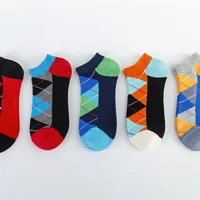 Spring And Summer New Men's Socks Trend Color Large Rhombus Series Men's  Version Of The Boat Socks Men's Socks Casual Socks Wholesale main image 1