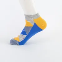 Spring And Summer New Men's Socks Trend Color Large Rhombus Series Men's  Version Of The Boat Socks Men's Socks Casual Socks Wholesale sku image 1