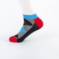 Spring And Summer New Men's Socks Trend Color Large Rhombus Series Men's  Version Of The Boat Socks Men's Socks Casual Socks Wholesale sku image 4