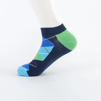 Spring And Summer New Men's Socks Trend Color Large Rhombus Series Men's  Version Of The Boat Socks Men's Socks Casual Socks Wholesale sku image 2