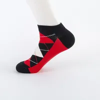 Spring And Summer New Men's Socks Trend Color Large Rhombus Series Men's  Version Of The Boat Socks Men's Socks Casual Socks Wholesale sku image 3