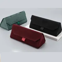 New Plush Box Triangle Folding Box Compression Resistant Full Frame Glasses Case Glasses Bag Printable Logo main image 1