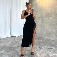 JFL51064  Women's Clothing  New Street Sexy Slim Sling Long Lace Dress main image 3