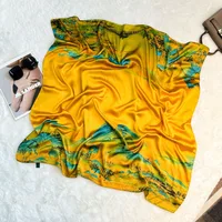Silk Scarf Retro 90 Large Square Scarf Twill Printed New-style Silk High-end Sense Decorative Gift Scarf Wholesale sku image 2
