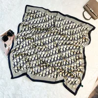 Silk Scarf Retro 90 Large Square Scarf Twill Printed New-style Silk High-end Sense Decorative Gift Scarf Wholesale sku image 4