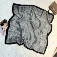 Silk Scarf Retro 90 Large Square Scarf Twill Printed New-style Silk High-end Sense Decorative Gift Scarf Wholesale sku image 6