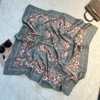 Silk Scarf Retro 90 Large Square Scarf Twill Printed New-style Silk High-end Sense Decorative Gift Scarf Wholesale sku image 12