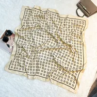 Silk Scarf Retro 90 Large Square Scarf Twill Printed New-style Silk High-end Sense Decorative Gift Scarf Wholesale sku image 16
