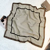 Silk Scarf Retro 90 Large Square Scarf Twill Printed New-style Silk High-end Sense Decorative Gift Scarf Wholesale sku image 20