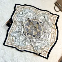 Silk Scarf Retro 90 Large Square Scarf Twill Printed New-style Silk High-end Sense Decorative Gift Scarf Wholesale sku image 31