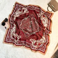 Silk Scarf Retro 90 Large Square Scarf Twill Printed New-style Silk High-end Sense Decorative Gift Scarf Wholesale sku image 32