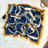 Silk Scarf Retro 90 Large Square Scarf Twill Printed New-style Silk High-end Sense Decorative Gift Scarf Wholesale sku image 35