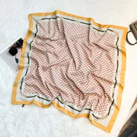 Silk Scarf Retro 90 Large Square Scarf Twill Printed New-style Silk High-end Sense Decorative Gift Scarf Wholesale sku image 36