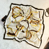 Silk Scarf Retro 90 Large Square Scarf Twill Printed New-style Silk High-end Sense Decorative Gift Scarf Wholesale sku image 37